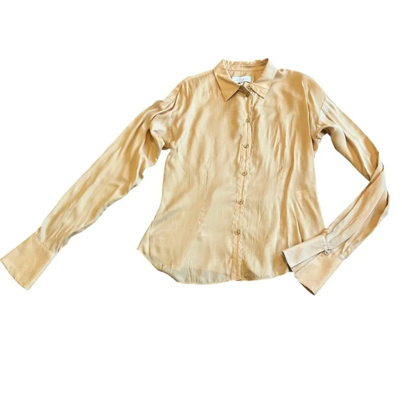 L'Academie The Bastina Top Button-Down Blouse Shirt Long Sleeve Size Large Women - Picture 3 of 14